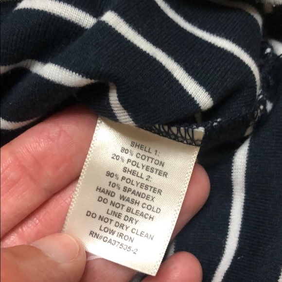 Monteau 3/4 Sleeve Striped Cropped Top w/Faux Suede Elbow Patches Size Small EUC - Picture 4 of 4